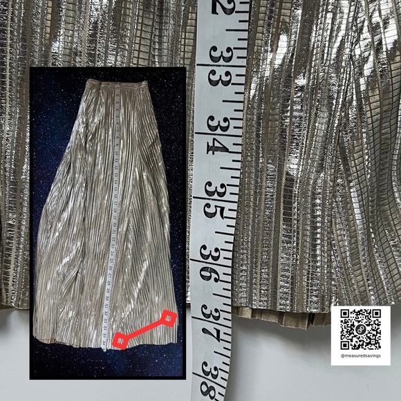Anthropologie (Size 14 - EUC) Gigi Silver Metallic Pleated Midi Skirt - Picture 9 of 12